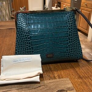 Frances Valentine Lizard Leather Handbag Green NWT